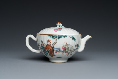 A Chinese famille rose 'elephant' teapot and cover, Tongzhi mark and of the period