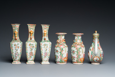 A varied collection of Chinese Canton famille rose porcelain, 19th C.