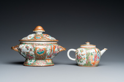 A varied collection of Chinese Canton famille rose porcelain, 19th C.