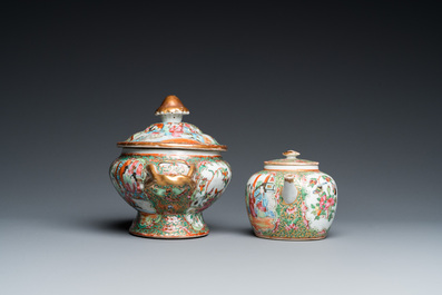 Een diverse collectie Chinees Canton famille rose porselein, 19e eeuw