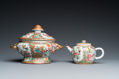Een diverse collectie Chinees Canton famille rose porselein, 19e eeuw