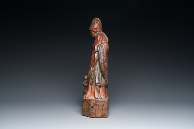 Groupe en bois sculpt&eacute; et polychrom&eacute; figurant Saint-Nicolas et trois gar&ccedil;ons se baignant, 15/16&egrave;me