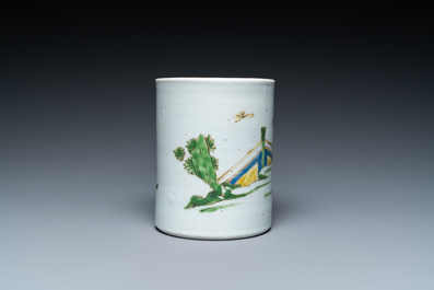 A Chinese famille rose brush pot, Yongzheng