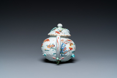 A Chinese famille rose 'rooster' teapot and cover, Yongzheng