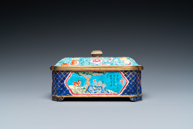 A Chinese Canton enamel covered box and interior tray for the Vietnamese market, 19th C.