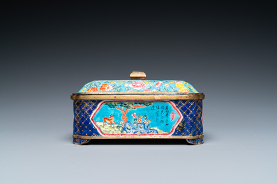 A Chinese Canton enamel covered box and interior tray for the Vietnamese market, 19th C.