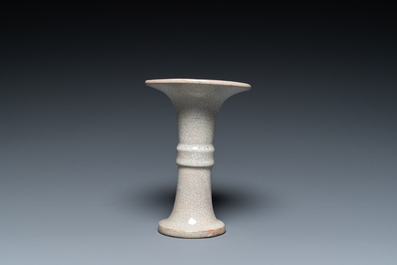 A Chinese ge-ware archaistic 'gu' vase, Qing