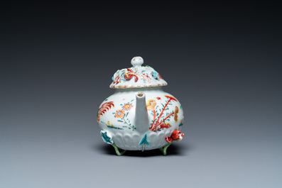 A Chinese famille rose 'rooster' teapot and cover, Yongzheng