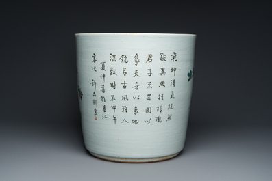 Jardini&egrave;re en porcelaine de Chine qianjiang cai &agrave; d&eacute;cor d'antiquit&eacute;s, sign&eacute;e Xu Pinheng 許品衡, dat&eacute;e 1894