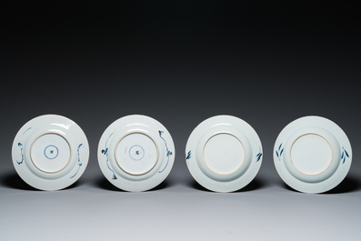 Eight Chinese blue and white plates, Kangxi