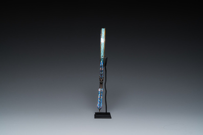 A Chinese Canton enamel hand mirror, inscribed 'Dan Na', Qianlong