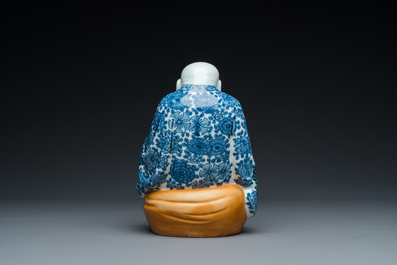 A Chinese blue and white Buddha, Wei Hong Tai Zao 魏洪泰造 mark, Republic