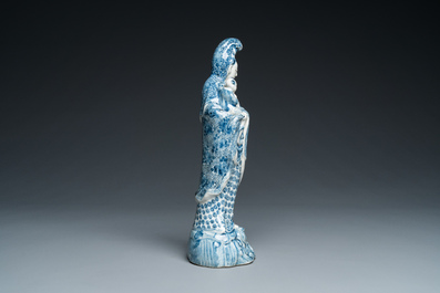 A Chinese blue and white Guanyin with child, Cai Fu Ji 蔡福記 mark, Republic