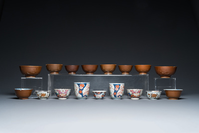 A varied collection of Chinese cups and saucers, 18/19th C.