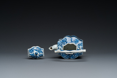 A Chinese blue and white 'landscape' teapot and cover, Kangxi