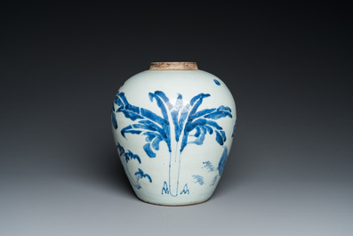 A Chinese blue and white 'qilin' jar, Shunzhi