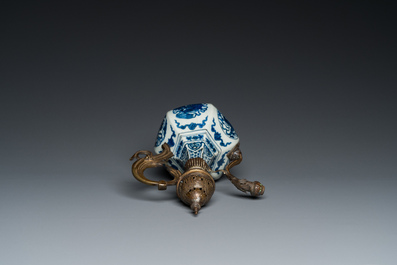 A Chinese blue and white gilt-bronze mounted vase transformed into a ewer for the Ottoman market, Jiajing