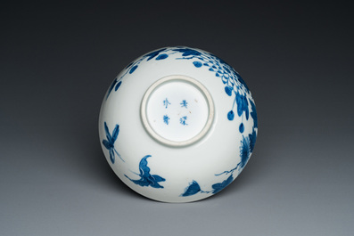 A Chinese blue and white 'Bleu de Hue' bowl for the Vietnamese market, Nhược th&acirc;m tr&acirc;n t&agrave;ng 若深珍藏 mark, 19th C.