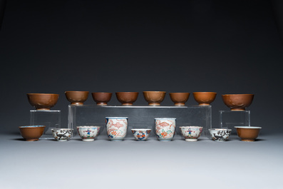 Collection vari&eacute;e de tasses et soucoupes en porcelaine de Chine, 18/19&egrave;me