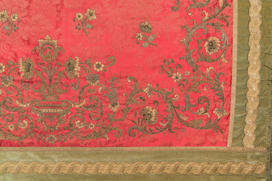 Three gold- and silver-thread embroidered silk and velvet panels, Western Europe, 18/19th C.