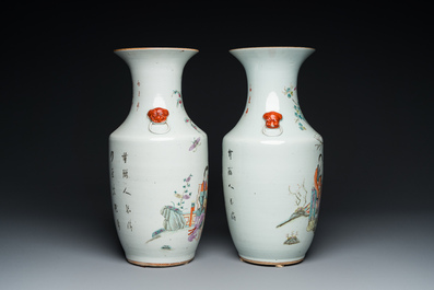 Deux vases en porcelaine de Chine famille rose, 19/20&egrave;me