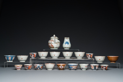 A collection of Chinese blue and white, famille rose, verte and Imari-style tea wares, Kangxi/Qianlong