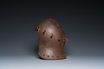 An Italian iron 'bascinet' helmet, 19th C. or older