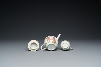 Een collectie Chinees blauw-wit, famille rose, verte en Imari-stijl theegoed, Kangxi/Qianlong