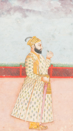 Twee Indische school miniaturen: 'Portret van prins Murad Bakhsh' en 'Sc&egrave;ne uit een Ragamala', 18/19e eeuw