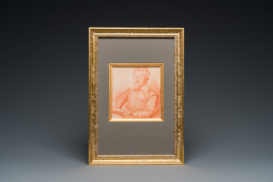 Cornelis Visscher II (1628-1658, attr. &agrave;): 'Portrait d'un roi', sanguine sur papier