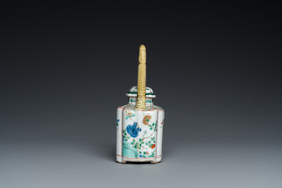 A Chinese famille verte teapot and cover, Kangxi