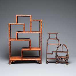 Two small Chinese wooden display stands, 19/20th C.