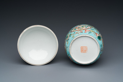 Bol couvert de type 'chupu' en porcelaine de Chine famille rose pour le march&eacute; Straits ou Peranakan, 19&egrave;me