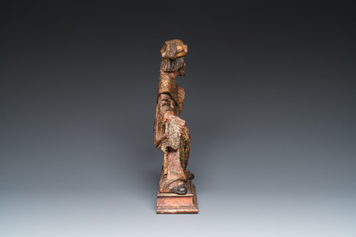 Proph&egrave;te en bois sculpt&eacute; et polychrom&eacute;, Flandres, 15/16&egrave;me