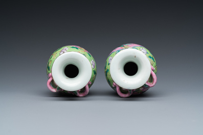 A pair of Chinese famille rose vases for the Straits or Peranakan market, 19th C.