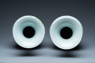 A pair of Chinese qianjiang cai 'magpie and willow' vases, Republic