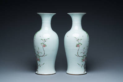 A pair of Chinese qianjiang cai 'magpie and willow' vases, Republic