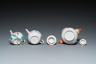 Three Chinese famille rose teapots, Yongzheng/Qianlong