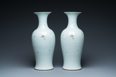 A pair of Chinese qianjiang cai 'magpie and willow' vases, Republic