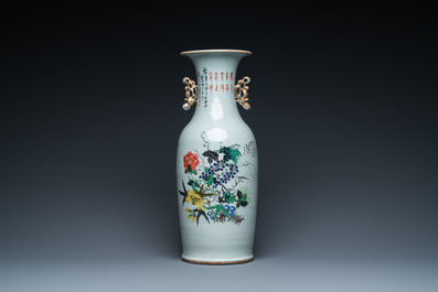 A Chinese qianjiang cai vase, signed Yu Xunmei 余恂美 and dated 1911, Tongzhi mark