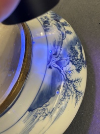 Bol couvert en porcelaine de Chine 'Bleu de Hue' pour le Vietnam &agrave; monture en argent, 19&egrave;me