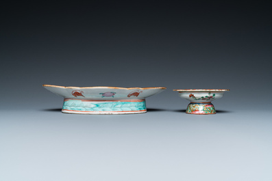 Four Chinese famille rose dishes and two bowls, 19/20th C.