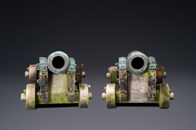 A pair of Italian bronze cannons, Venice, 17/18th C.