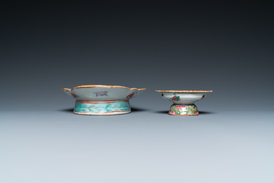 Quatre plats et deux bols en porcelaine de Chine famille rose, 19/20&egrave;me