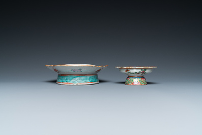 Four Chinese famille rose dishes and two bowls, 19/20th C.