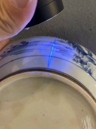 Bol couvert en porcelaine de Chine 'Bleu de Hue' pour le Vietnam &agrave; monture en argent, 19&egrave;me