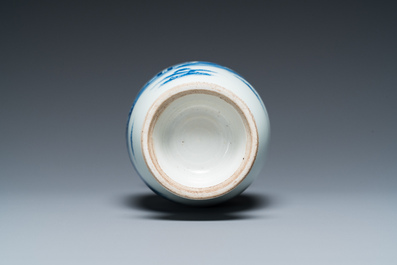 A Chinese blue and white 'monk and poem' vase, Kangxi