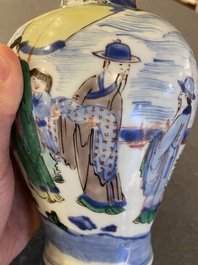 A Chinese wucai vase with figurative design, Transitional period