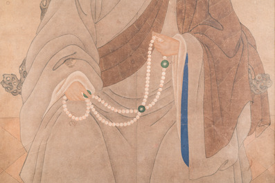 Japanese school: Portrait of an Obaku priest, ink and colour on paper, Edo, 17th C.
