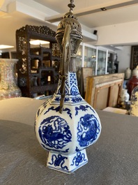 A Chinese blue and white gilt-bronze mounted vase transformed into a ewer for the Ottoman market, Jiajing